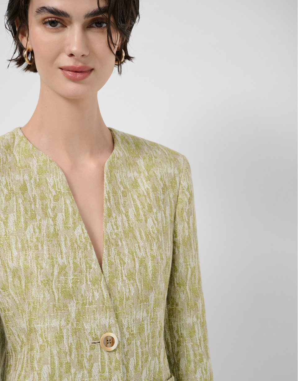 Chaqueta jacquard lino/algodón verde musgo | Roberto Verino