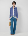 Chaqueta ante azul con pespuntes - Mujer | Roberto Verino