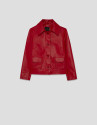 Chaqueta napa roja con pespuntes - Mujer | Roberto Verino