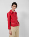 Chaqueta napa roja con pespuntes - Mujer | Roberto Verino