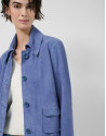 Chaqueta ante azul con pespuntes - Mujer | Roberto Verino