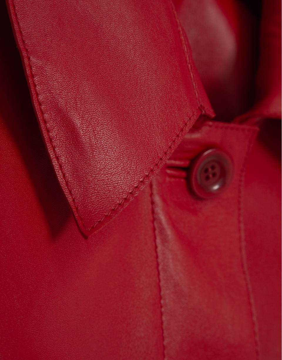 Chaqueta napa roja con pespuntes - Mujer | Roberto Verino