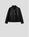 Black nappa leather short jacket with ... | Roberto Verino