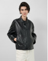 Cazadora corta napa negra cuello mao - Mujer | Roberto Verino