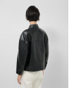 Black nappa leather short jacket with ... | Roberto Verino