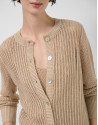 Camel openwork knit cardigan with lurex - Woman | Roberto Verino