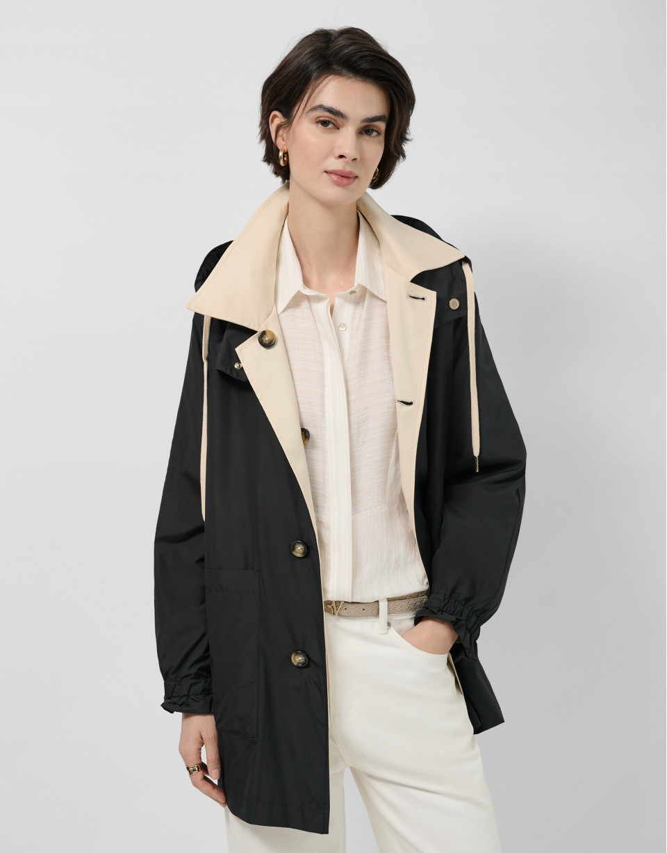 Reversible trench coat in camel/black - Woman | Roberto Verino