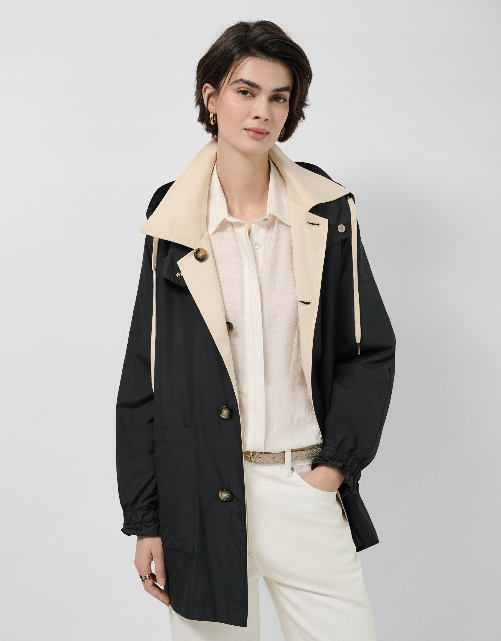 Reversible trench coat in camel/black - Woman | Roberto Verino