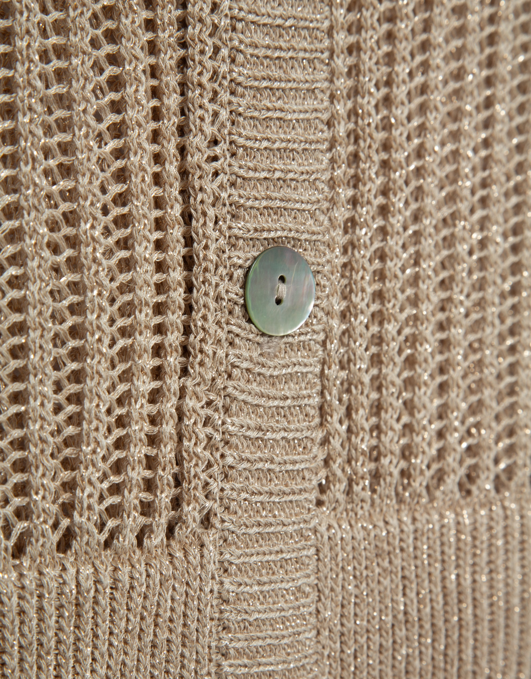 Camel openwork knit cardigan with lurex - Woman | Roberto Verino