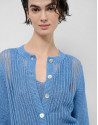Blue openwork knit cardigan with lurex - Woman | Roberto Verino