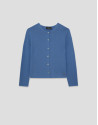 Light blue bobble knit short jacket with ... | Roberto Verino