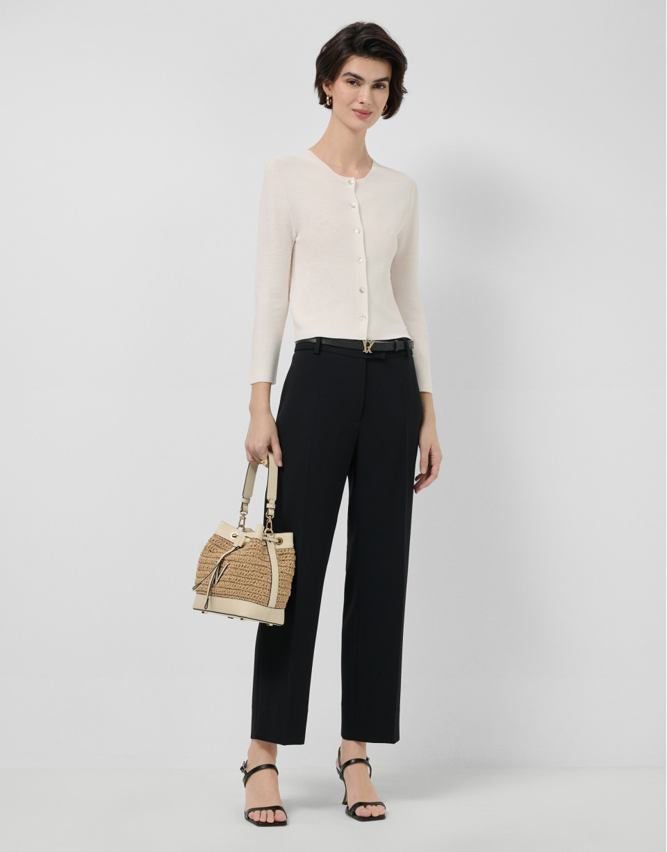 Short ecru bobble knit jacket - Woman - SS2026 | Roberto Verino