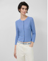Light blue bobble knit short jacket with ... | Roberto Verino