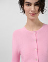 Pink bobble knit short jacket with appliqués | Roberto Verino