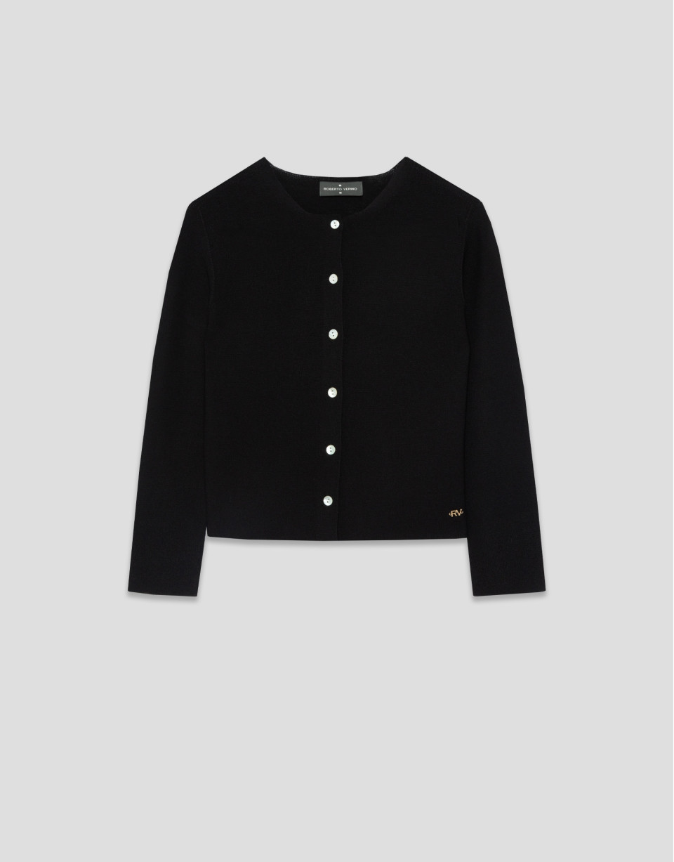 Chaqueta corta punto bobo negro - Mujer | Roberto Verino