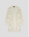 Chaqueta larga beige con calados florales | Roberto Verino