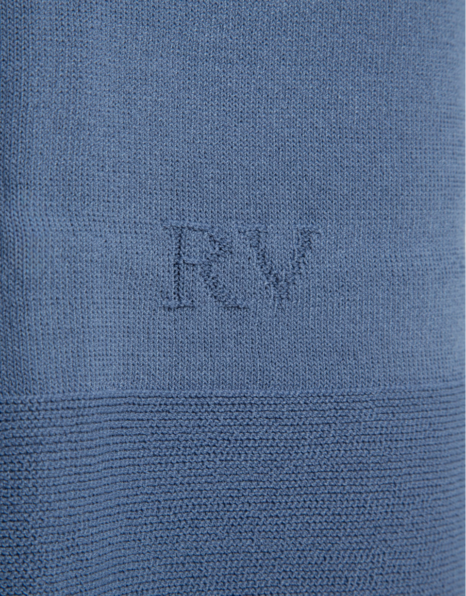Seamless blue three-quarter sleeve jumper | Roberto Verino