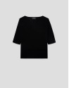 Black seamless three-quarter sleeve jumper | Roberto Verino