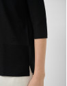 Black seamless three-quarter sleeve jumper | Roberto Verino