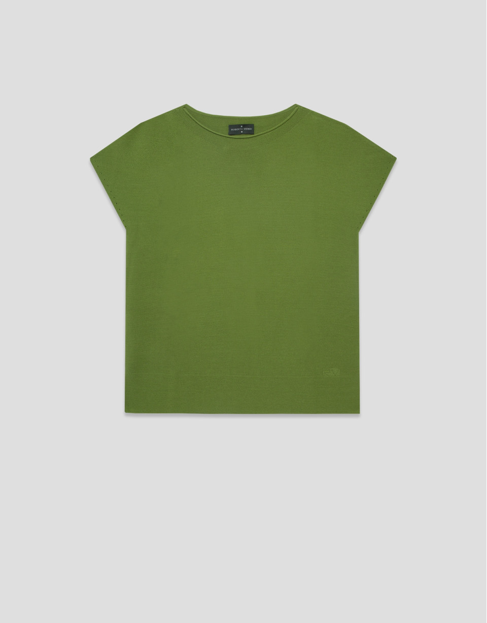 Green fine knit batwing sleeve jumper - Woman | Roberto Verino