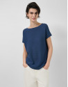 Navy blue fine knit batwing sleeve jumper | Roberto Verino