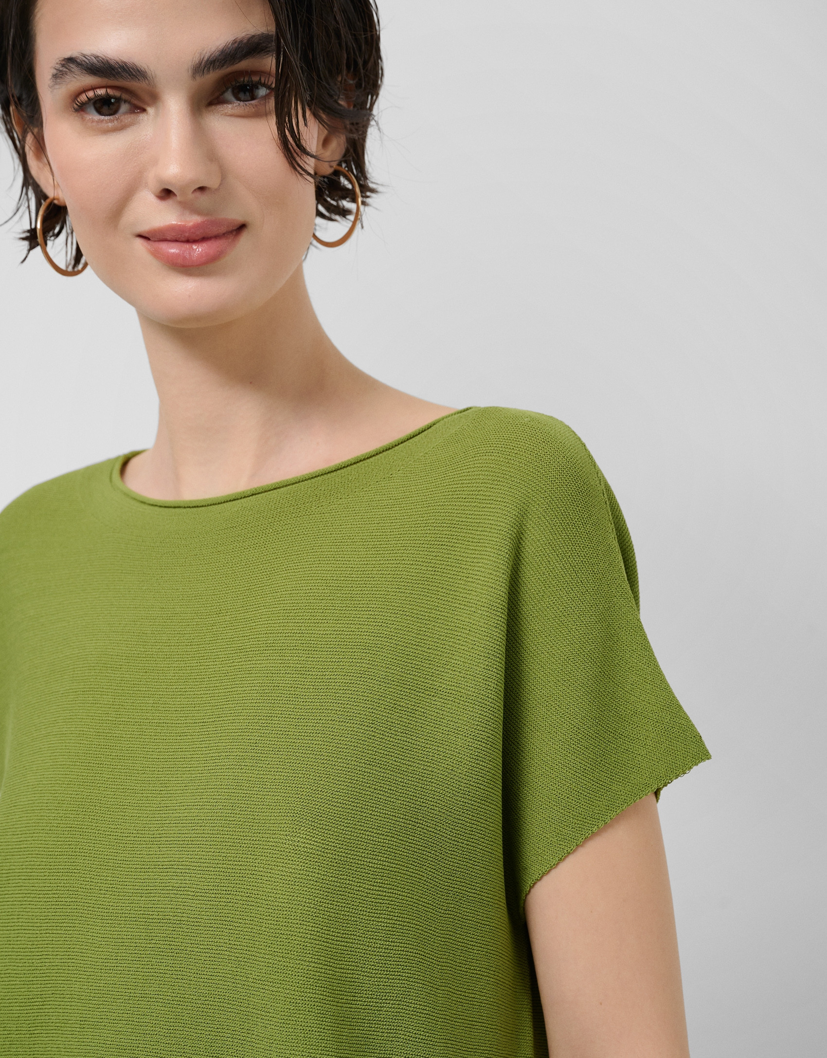 Green fine knit batwing sleeve jumper - Woman | Roberto Verino