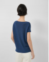 Navy blue fine knit batwing sleeve jumper | Roberto Verino