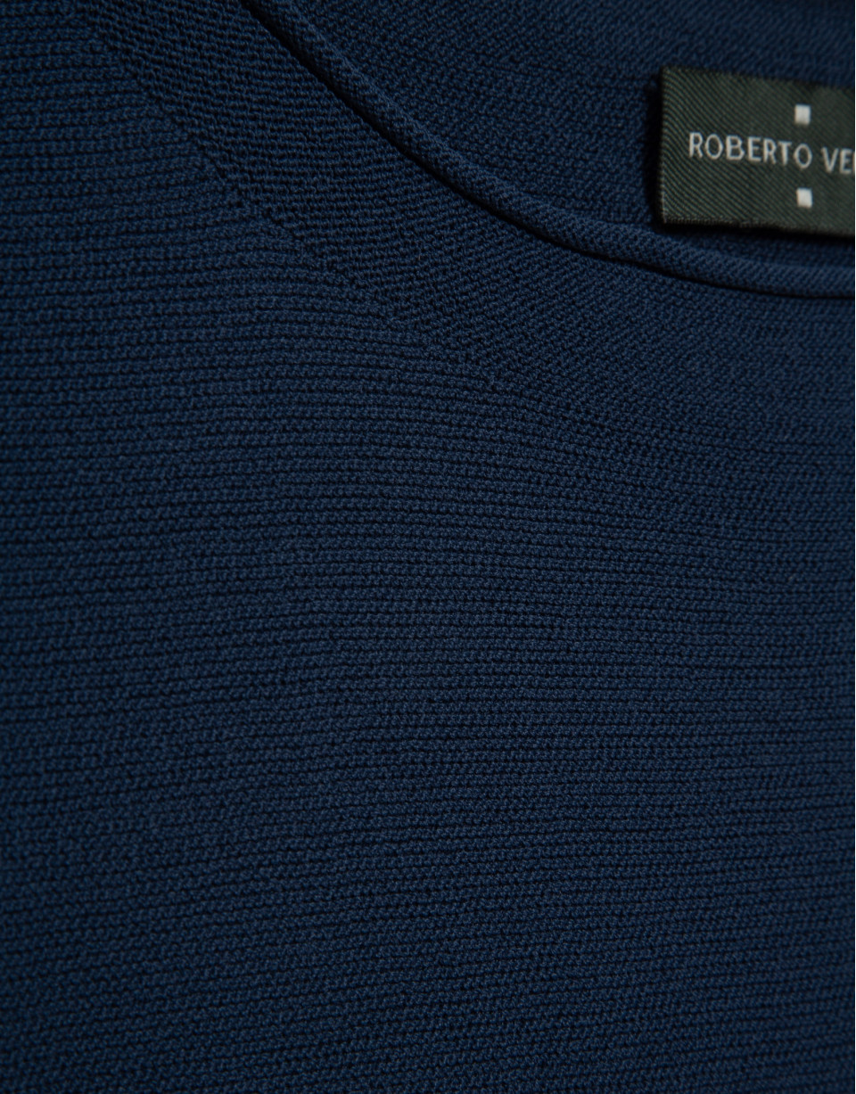 Navy blue fine knit batwing sleeve jumper | Roberto Verino
