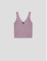 Crop top de sisas punto calado con lúrex rosa | Roberto Verino