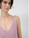 Crop top de sisas punto calado con lúrex rosa | Roberto Verino