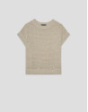 Camel-coloured unstitched linen knit jumper | Roberto Verino