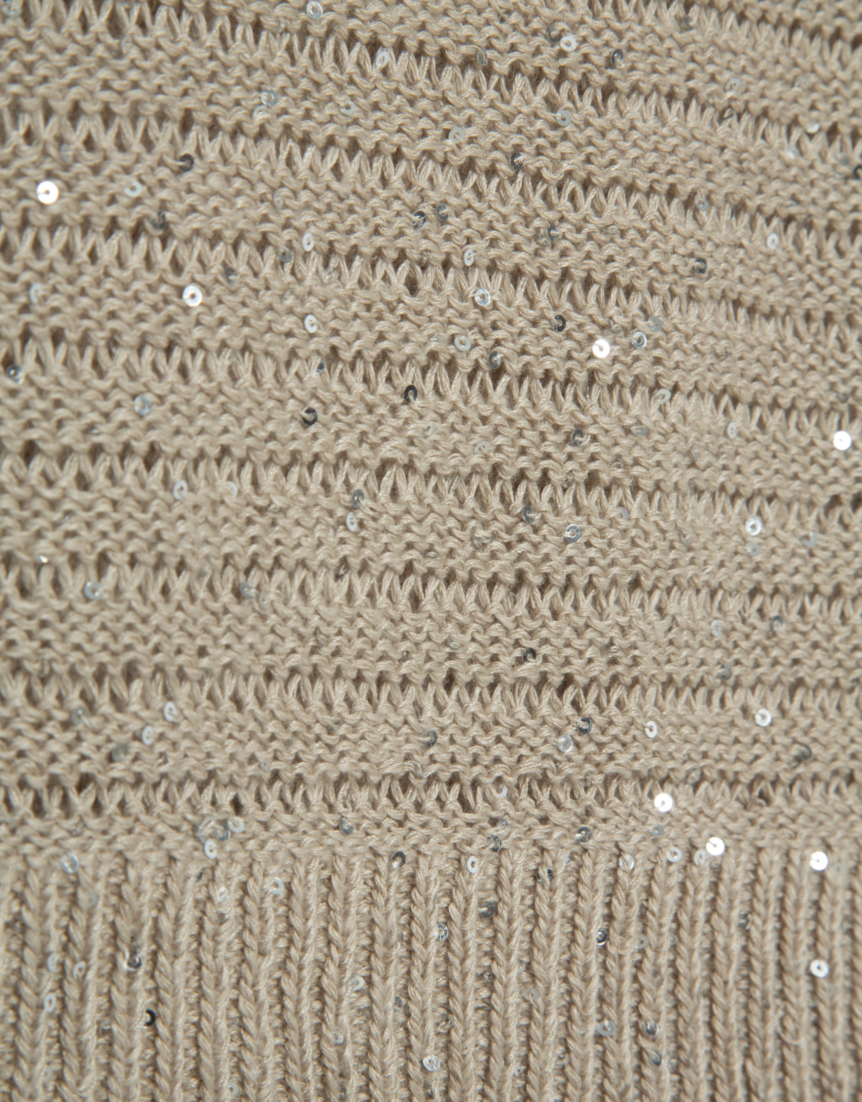 Camel-coloured unstitched linen knit jumper | Roberto Verino