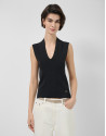 Black V-neck top in plain knit - Woman - SS2026 | Roberto Verino