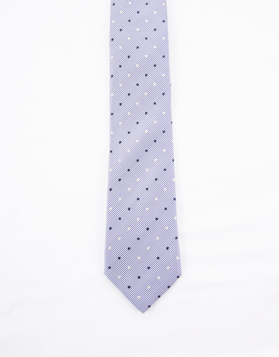 Tie with white and navy blue dots