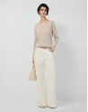 Jersey fino cuello pico beige - Mujer - PV2026 | Roberto Verino