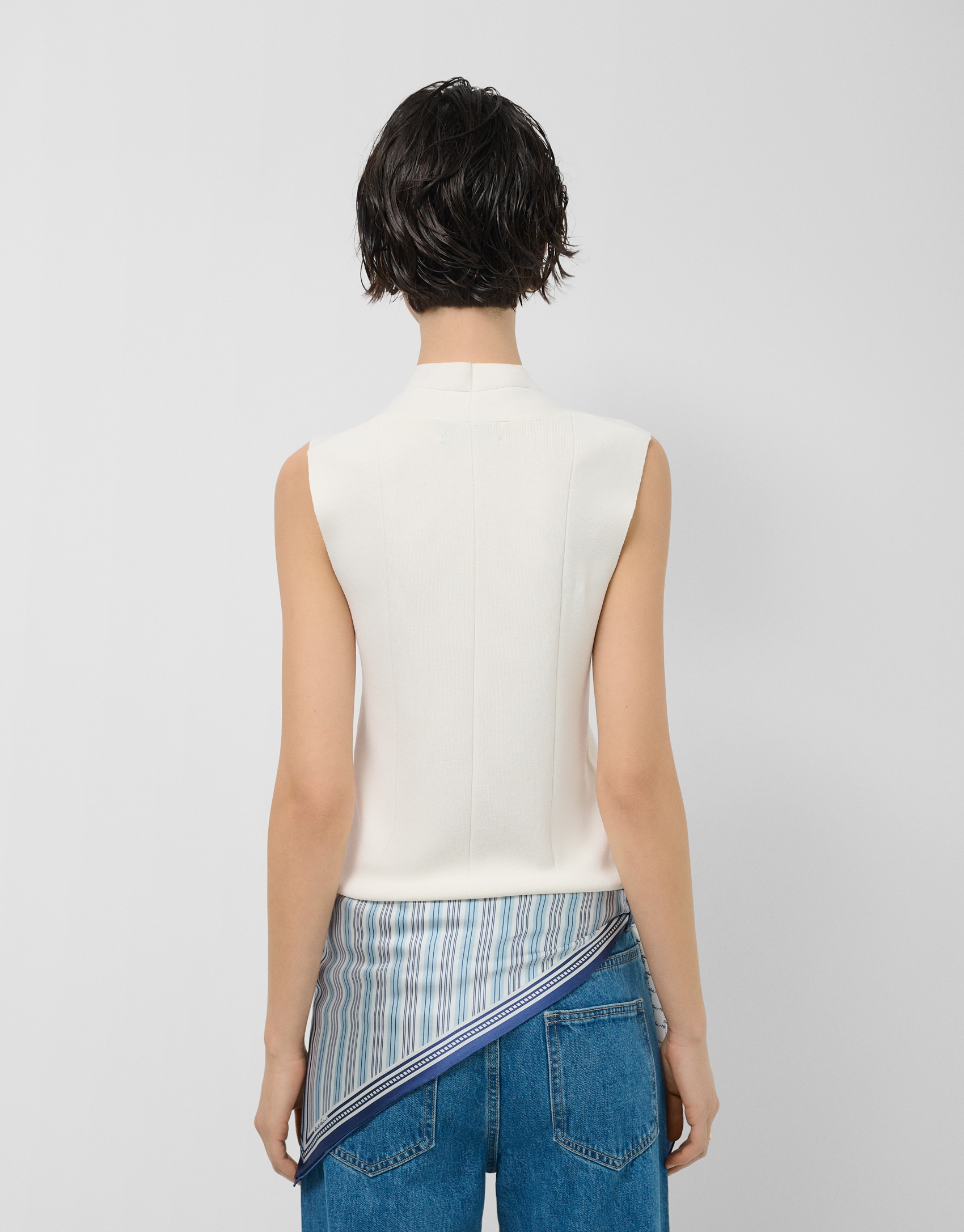 Top escote pico punto roma crudo - Mujer | Roberto Verino