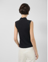 Black V-neck top in plain knit - Woman - SS2026 | Roberto Verino