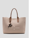 Zendaya Shopping XL beige knit shoulder bag | Roberto Verino
