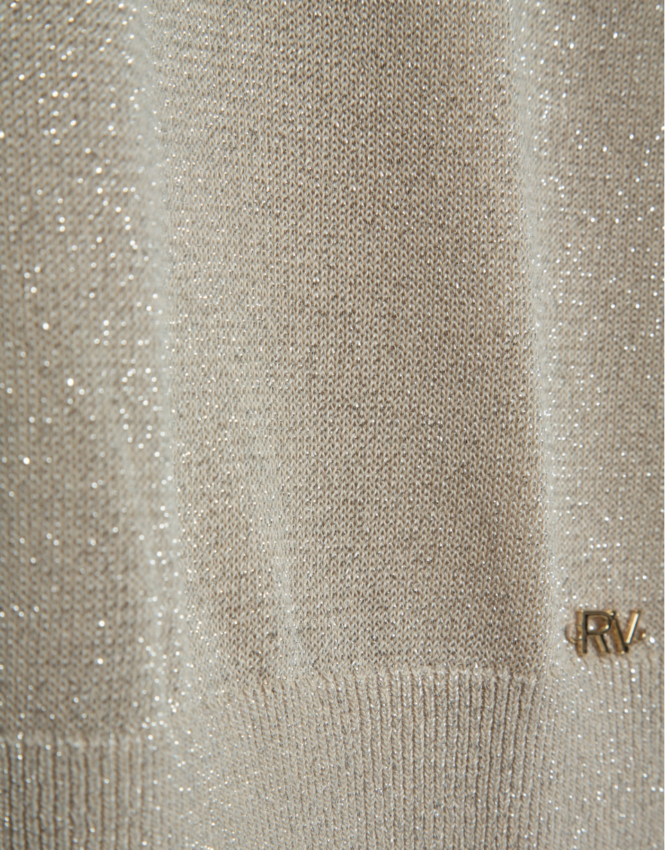 Jersey fino cuello pico beige - Mujer - PV2026 | Roberto Verino
