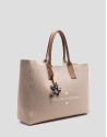 Zendaya Shopping XL beige knit shoulder bag | Roberto Verino