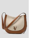 Iera Hobo shoulder bag in canvas and camel ... | Roberto Verino