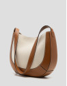 Bolso de hombro Iera Hobo lona y piel cámel | Roberto Verino