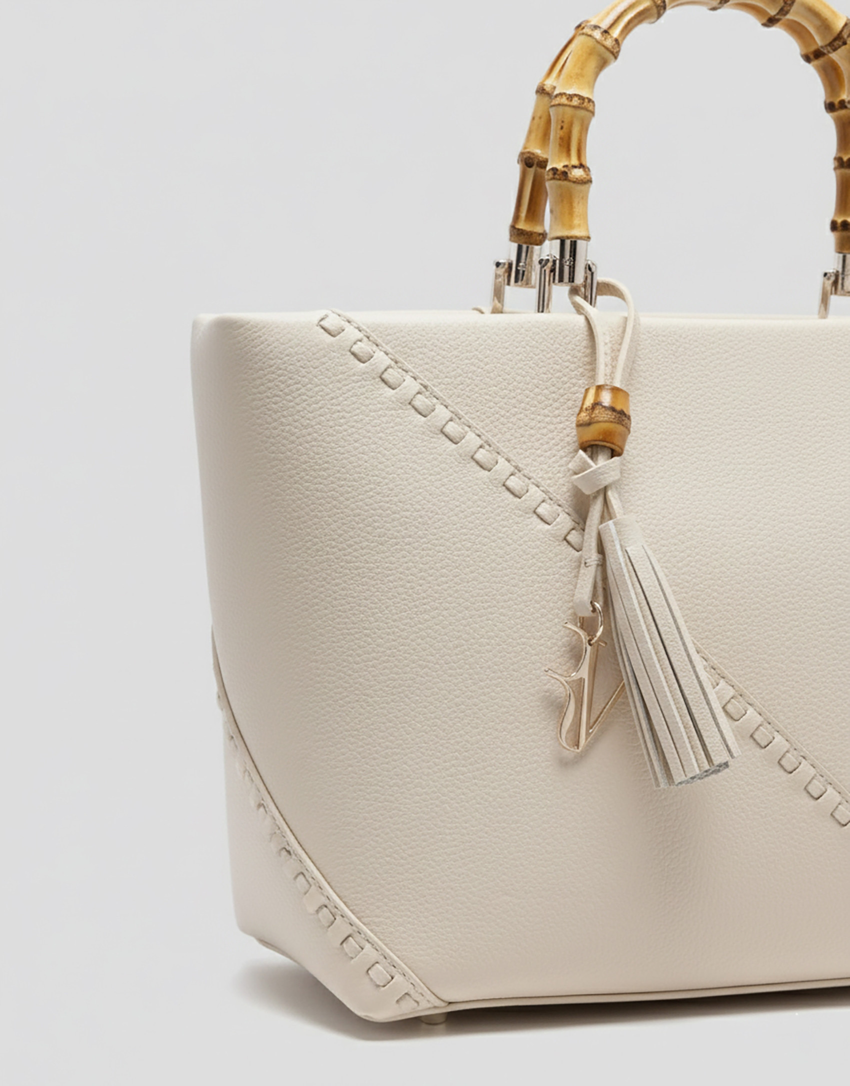 Clara Satchel handbag in ecru leather - Woman | Roberto Verino