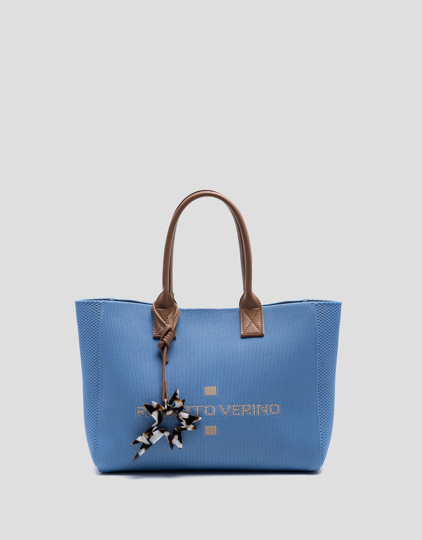 Zendaya Satchel light blue knit handbag - Woman | Roberto Verino