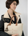 Zendaya Satchel handbag in ecru knit - Woman | Roberto Verino