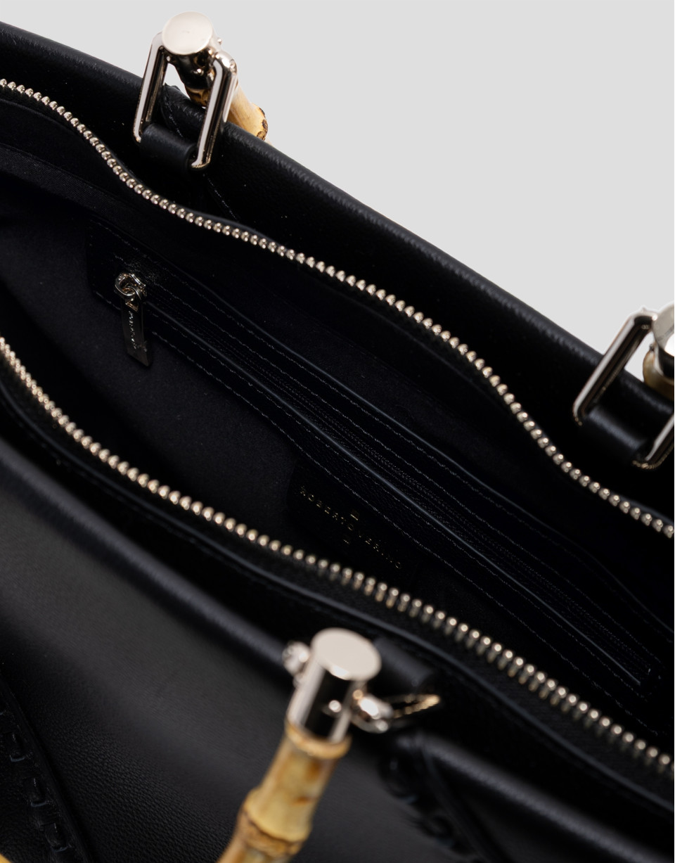 Clara Satchel black leather handbag - Woman | Roberto Verino