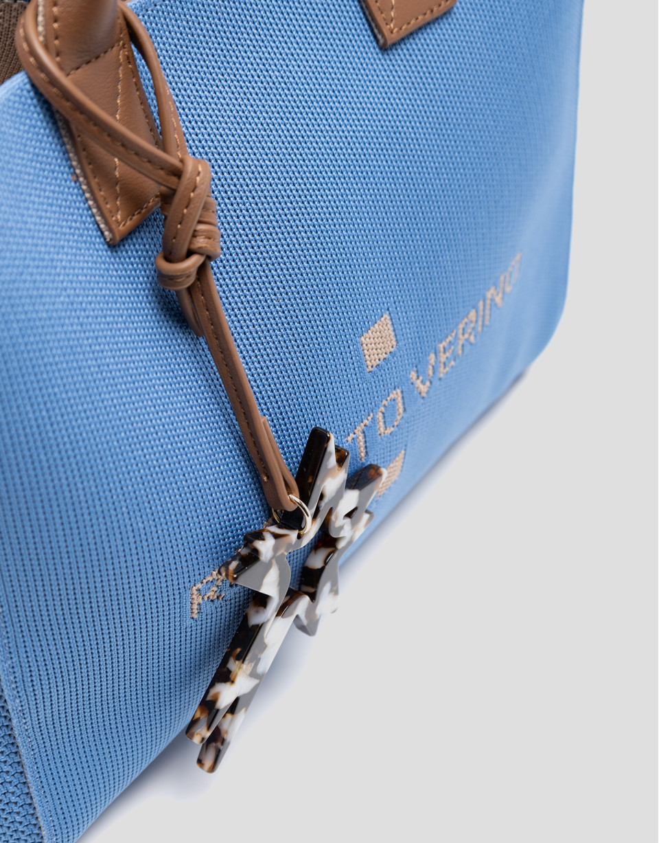 Zendaya Satchel light blue knit handbag - Woman | Roberto Verino