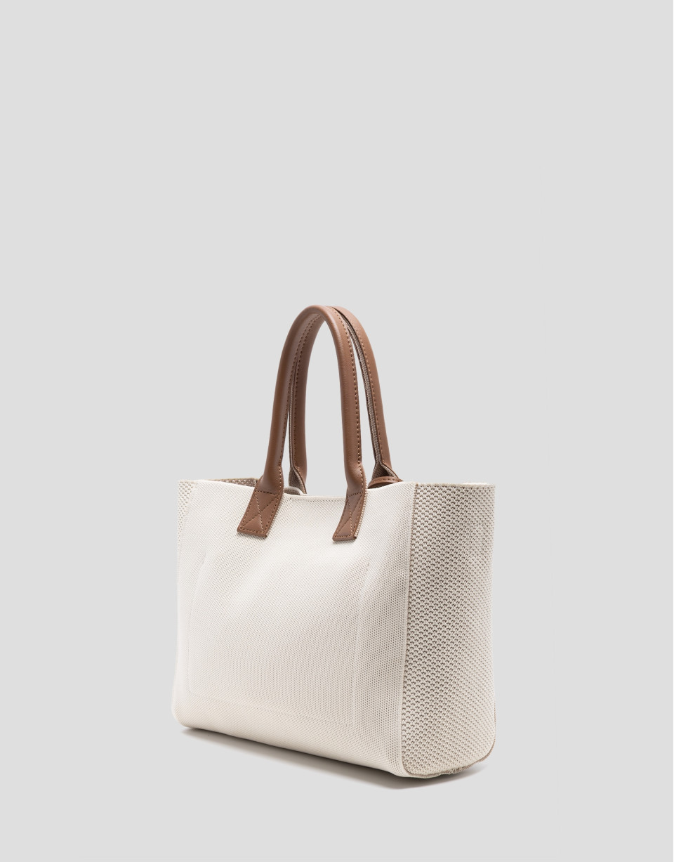 Zendaya Satchel handbag in ecru knit - Woman | Roberto Verino