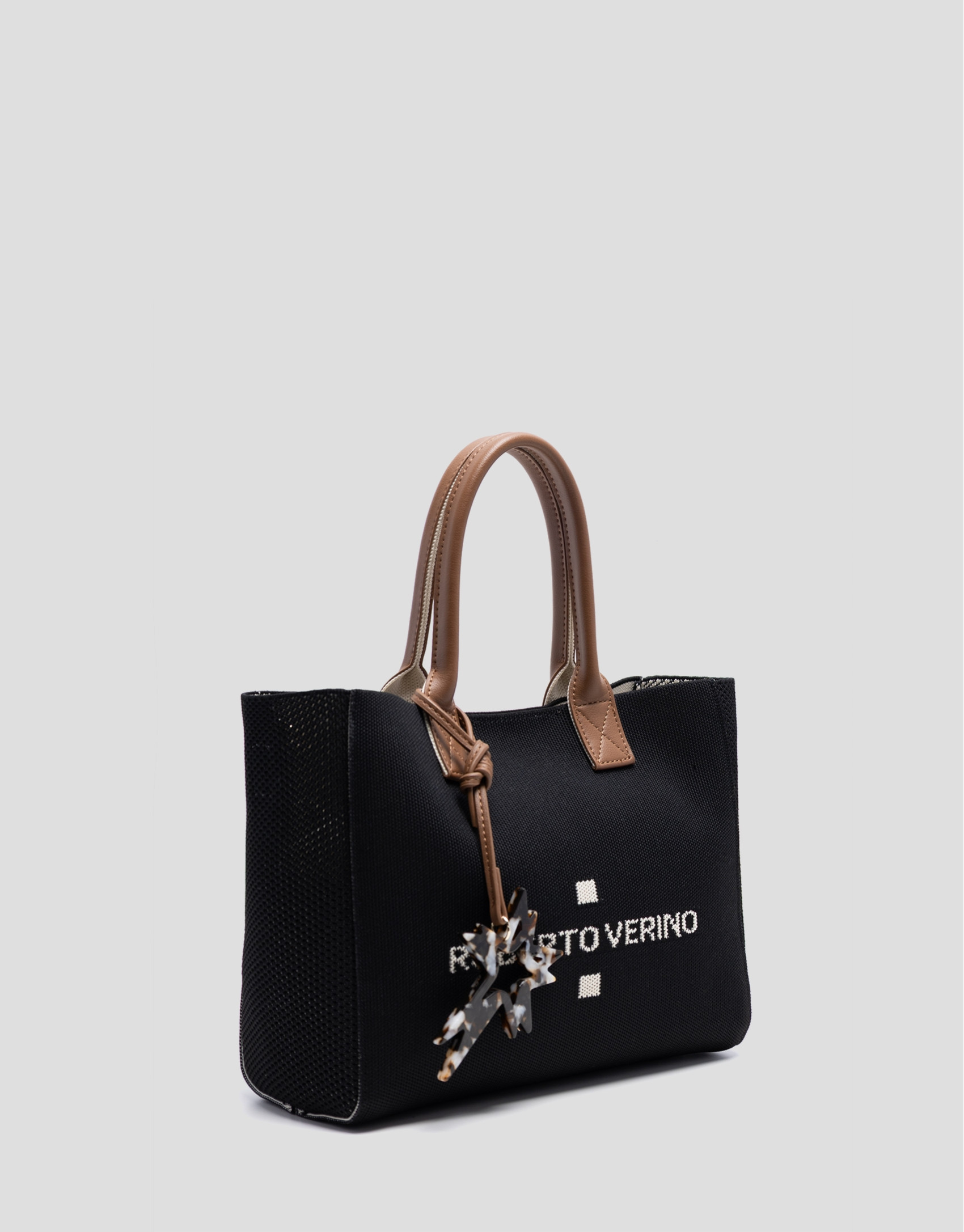Zendaya Satchel handbag in black knit - Woman | Roberto Verino