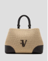Bolso Vera Satchel beige y piel marrón - Mujer | Roberto Verino